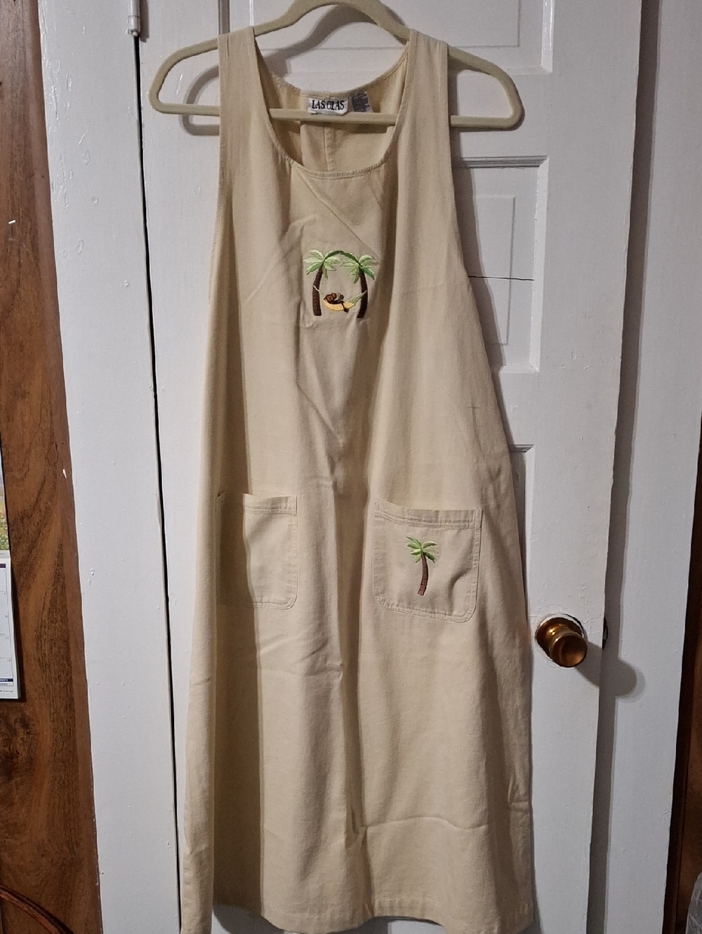 Las Olas Cream Palm-Embroidered Maxi Dress (Mis229)